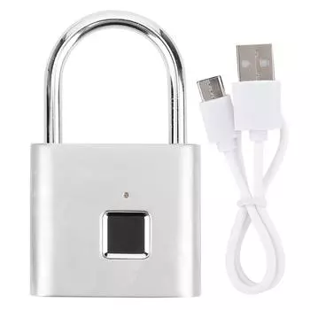Умный замок со сканером отпечатков пальцев USB-зарядка светодиодный замок безопасности для рюкзака, багажного шкафа, серебристый серебряный