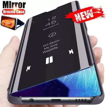 Умный зеркальный флип-чехол для Xiaomi Redmi Note 7 10 5G 10S 9S 11 Plus 11S, чехол для Redmi 9 9C 9T 10A 10C POCO F3 M3 M4 Pro 4G X4 Redmi Note 11S золотой