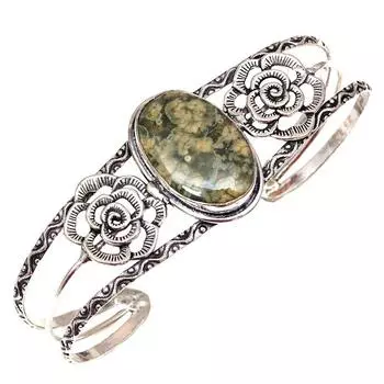 Unakite Gemstone Handmade Jewelry Cuff Bracelets 7 Adjustable