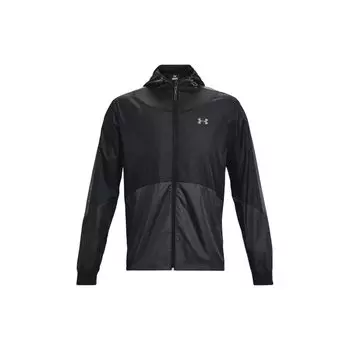 Under Armour Ветровка Legacy с логотипом и цветным блоком на молнии с капюшоном, мужская куртка, черная 1373821-001 XXL
