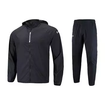 Under Armour однотонная куртка тренировочная удобная дышащая длинная штаны повседневный спортивный костюм мужской костюм черный 22500405-001+22500706-001 M