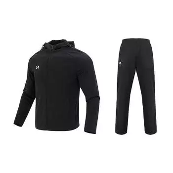 Under Armour Однотонная куртка с капюшоном и длинные брюки, повседневный спортивный комплект для мужчин, черный цвет 23600303-001+21500737-001 S