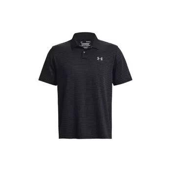 Under Armour Однотонная рубашка-поло с коротким рукавом и пуговицами, мужская, черная 1377376-001 XXL