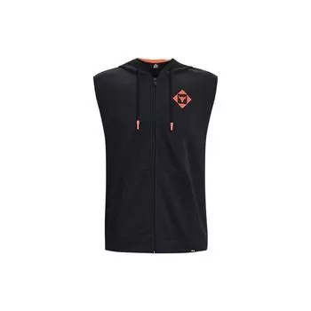 Under Armour однотонная толстовка с капюшоном на молнии без рукавов для мужчин, черная 1377434-001 L