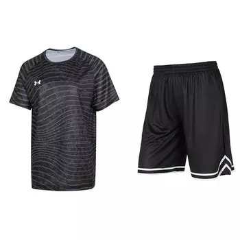 Under Armour Однотонный дышащий удобный повседневный спортивный костюм мужские костюмы черный 24500510-001+24500206-001 2XL