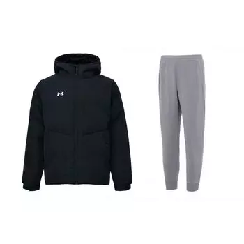 Under Armour Однотонный короткий пуховик с капюшоном, толстый, теплый, повседневный, трикотажные спортивные штаны, комплект 23600801-001+23600704-014 L