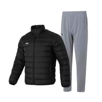 Under Armour Однотонный жилет с воротником-стойкой, дышащие трикотажные спортивные брюки, повседневный спортивный костюм для мужчин 23600804-001+23600703-014 M