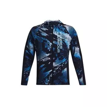 Under Armour Out The Storm II Fun Pattern Светоотражающий логотип Спортивная куртка с капюшоном Мужская верхняя одежда Синий 1365666-001