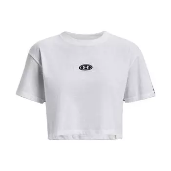 Under Armour Сплошной цвет пуловер с круглым вырезом с коротким рукавом, женские топы, белый 1376751-100 XL