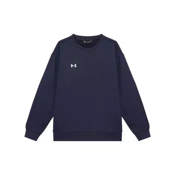 Under Armour Спортивный свитер с круглым вырезом и логотипом, длинный рукав, унисекс, цвет темно-синий 24600305-409 XL