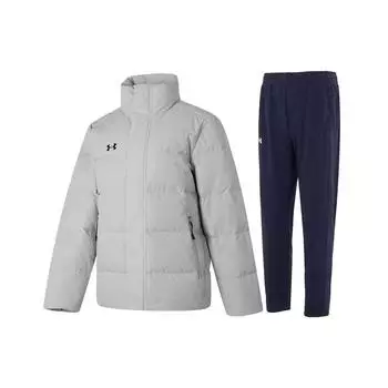 Under Armour Стойка воротник однотонный пуховик дышащие трикотажные длинные брюки повседневный спортивный костюм мужской костюм 23600802-009+23600703-409 XXXL