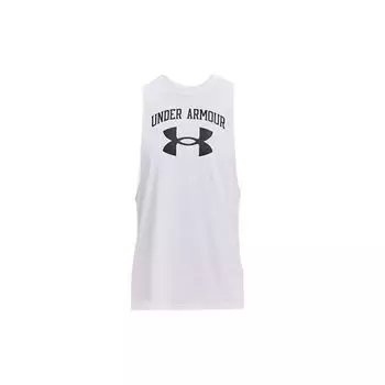 Under Armour Свободный дышащий спортивный жилет с большим логотипом для тренировок, мужские топы, белый цвет 1365205-100 XL