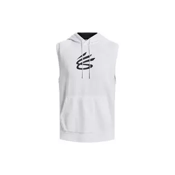Under Armour Жилет для баскетбола Curry Series, однотонный, мягкий, с капюшоном, без рукавов, белый, 1374301-100 XXL