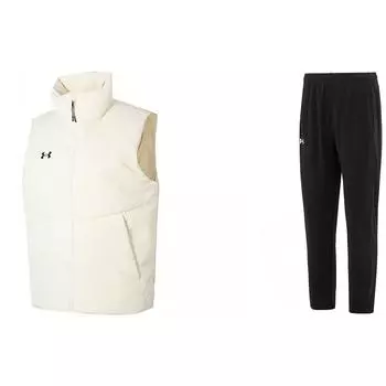 Under Armour Жилет с воротником-стойкой, дышащие трикотажные спортивные брюки, повседневный спортивный костюм, мужской костюм 23600803-101+23600703-001 3XL