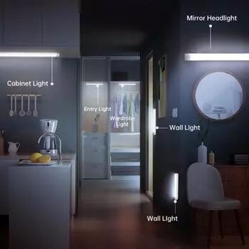 Under Cabinet Lights Motion Sensor Night Light Rechargeable Wireless LED Lamp Bedroom Kitchen Closet Staircas Home