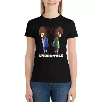 Undertale - Футболка Chara And Frisk с графикой, женская футболка M чёрный