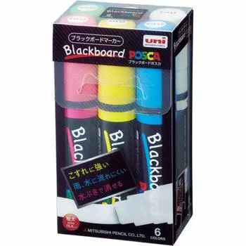 uni Mitsubishi Pencil Pen Black Board Posca Extra Thick 6 Colors PCE50017K6C Water-based