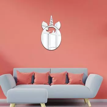 Unicorn mirror acrylic wall sticker three-dimensional bathroom waterproof sticker room decoration wall self-adhesive