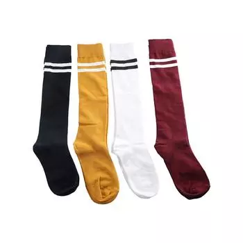 Уникальные хлопковые носки Harajuku JK Two Bar Student Hosiery, гольфы для женщин, полосатые длинные носки чёрный