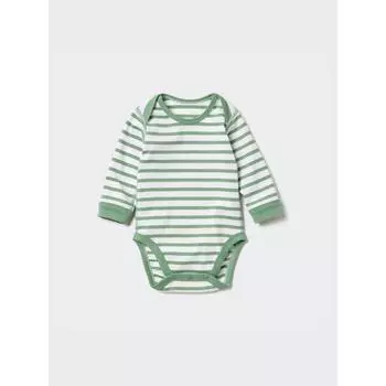 Uniqlo Боди Bn с длинным рукавом 1p Border 53 GREEN/BABY 70