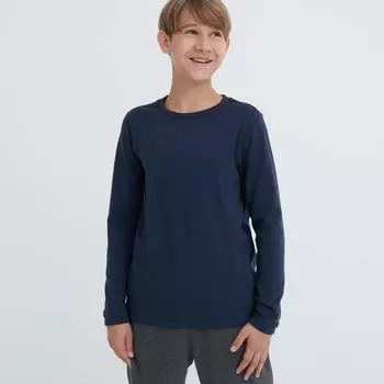 UNIQLO JAPAN KIDS HEATTECH Ультра теплая футболка с круглым вырезом Очень теплая футболка с длинными рукавами