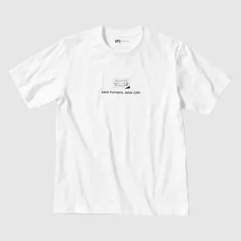 Футболка Uniqlo Japan Peace For All с короткими рукавами и принтом, стандартный покрой, Харуки Мураками 00 WHITE/XS