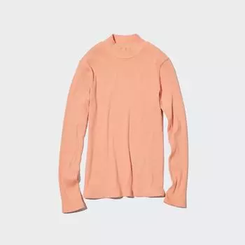 Uniqlo Япония Риб Высокий ворот Футболка с длинным рукавом 02 LIGHT GRAY/XS