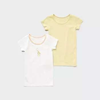 UNIQLO ЯПОНИЯ Хлопково-флисовая внутренняя футболка с короткими рукавами, 2 шт. 50 LIGHT GREEN/80