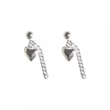 Unique Face-Showing Thin Earrings Cross-Border Three-Dimensional Small Love Fringed Stud Earrings Long copper (white gold)