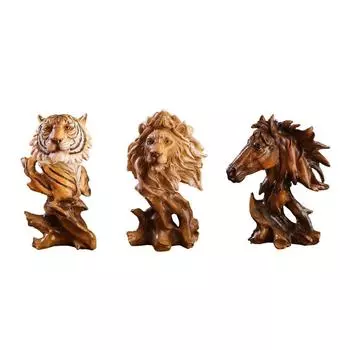 Unique Resin Lion Statue Intricate Craftsmanships Desk Animal Collectible Decorations Creative Animal Head Statue,