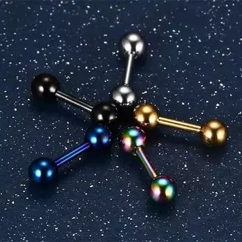 Unisex Gold Black Round Studs Barbell Stud Earrings Earrings Fashion Jewelry Stainless Steel Ball 3mm розового золота
