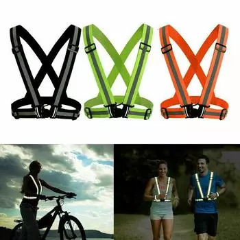 Unisex High Visibility Adjustable Reflective Vest Straps Security Running Cycling Night Work Safety Safety Jacket Gilet Securite