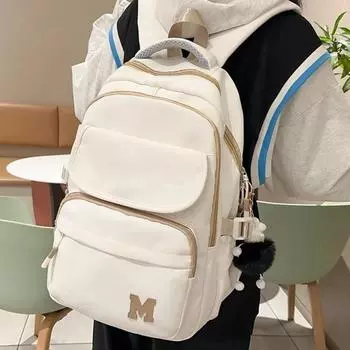 Унисекс нейлоновый рюкзак через плечо для модной молодежи Harajuku Letter Schoolbag Большая сумка для книг для школы и повседневного использования чёрный