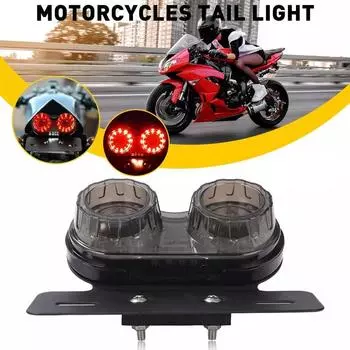 Universal 12V Motorcycle LED Brake Tail Light Signal Bracket Light License Lights Plate with Tail Integrated LED F5P3