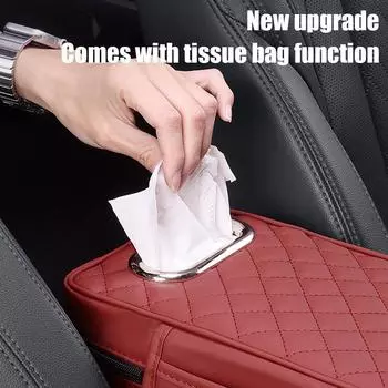 Universal 2 In1 Car Arm Rest Pad PU Leather Console Cover Box Center Thick Console Thick Console Automotive Car Cushion Tis V3E4 красный