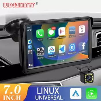Универсальный 7-дюймовый автомобильный радиоприемник беспроводной Apple Carplay Android Auto мультимедийный видеоплеер сенсорный экран FM Bluetooth WIFI