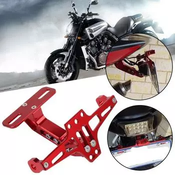 Universal Adjustable Motorcycle License Number Plate Bracket Eliminator Aluminum CNC Rear Turn Kits Lamp Signal Holder J2O7 красный