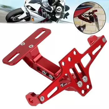 Universal Adjustable Motorcycle License Number Plate Rear Holder Eliminator CNC Turn Kits Aluminum Bracket Signal Lamp D8B4 красный
