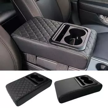 Universal Car Center Console Cover PU Leather Breathable Center Console Box Cover Anti-scratch Armrest Box Protective Cover чёрный