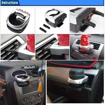 Universal Car Cup Holder with Mounting Bracket for Drinks, Water Bottles, Cans, and More Fits in Door, Air Vent, or Ashtray чёрный