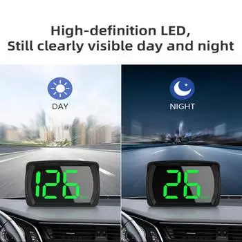 Universal Car HUD Display GPS KMH MPH HUD Digital Speedometer Head Up Display Car Electronics Accessories Plug and Play Big Font чёрный