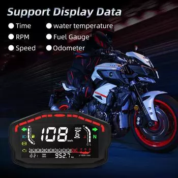 Universal Digital Motorcycle Dash Panel LCD Dashboard 0~14000r/min Speedometer Odometer Tachometer for 1,2,4 Cylinder Most Motor
