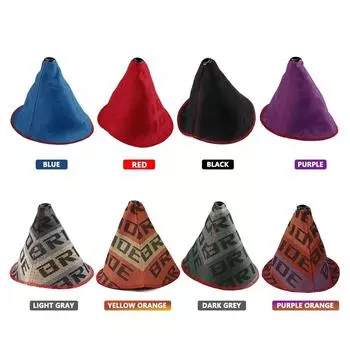 Universal JDM Style Bride RECARO Hyper Fabric Shift Knob Boot Cover Shifter Lever Collars Auto Inter Accessories visible синий