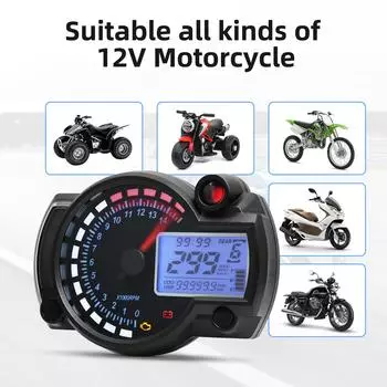 Universal LCD Digital Motorcycle RX2N Odometer Speedometer Meter Instrument Adjustable MAX 299KM/H 7 Colors Dashboard for Motor