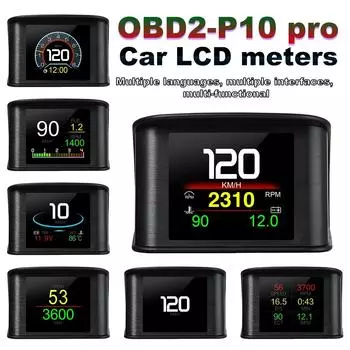 Universal P10 Head Up Display P10-Pro HUD Speedometer OBD Smart Digital Overspeed Alarm Engine Fault Car Navigator Car Safely