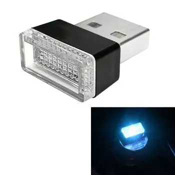 Universal PC Car USB LED Atmosphere Lights Emergency Lighting Decorative Lamp синий
