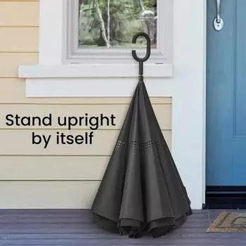 Universal Umbrella C-shaped Handle Windproof Double-layer Long-handled Umbrella Inverted Folding Umbrella Car Reverse Umbrella Aluminum
