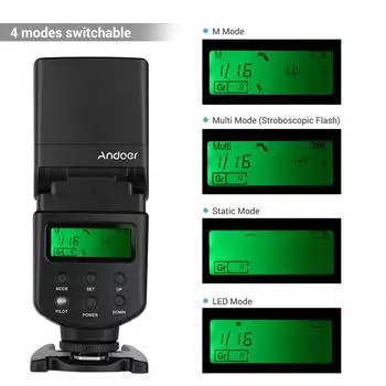 Универсальная вспышка Andoer Speedlite GN40, регулируемая светодиодная заполняющая лампа, вспышка на камере с кронштейном чёрный