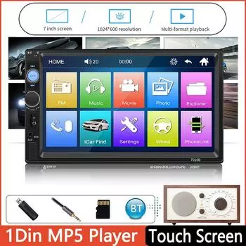 Универсальный 1din стерео 7-дюймовый автомобильный радиоприемник Mirrorlink Bluetooth 5.0 сенсорный экран Handsfree определение местоположения HD камера заднего вида TF