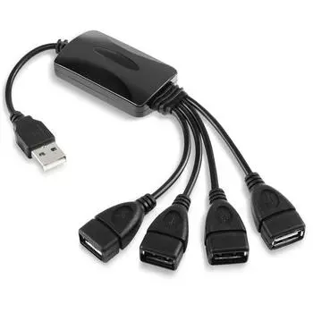 Универсальный 4-портовый USB 2.0 480 Мбит/с высокоскоростной кабельный концентратор для ПК(черный) чёрный